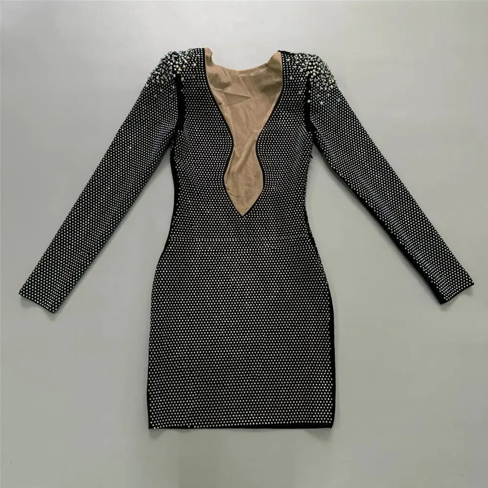 Rhinestone Bandage Dress - Sexy One-Piece Cross-Border Fashion