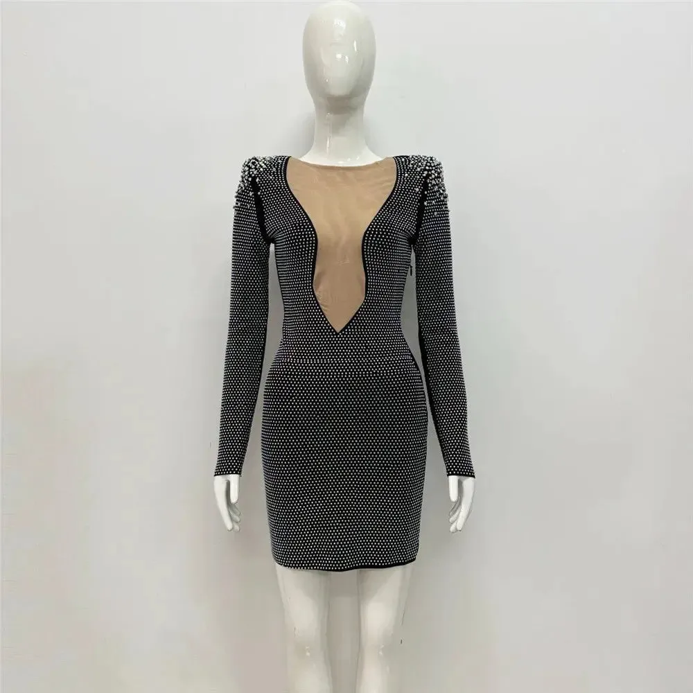 Rhinestone Bandage Dress - Sexy One-Piece Cross-Border Fashion