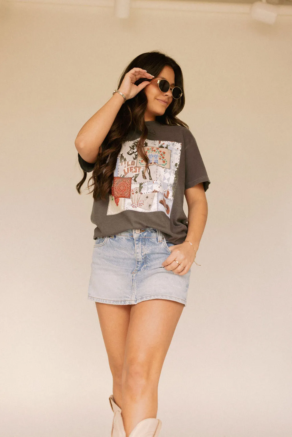 Rodeo Patch Tee- Charcoal