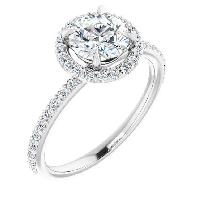Round Diamond Halo Engagement Ring