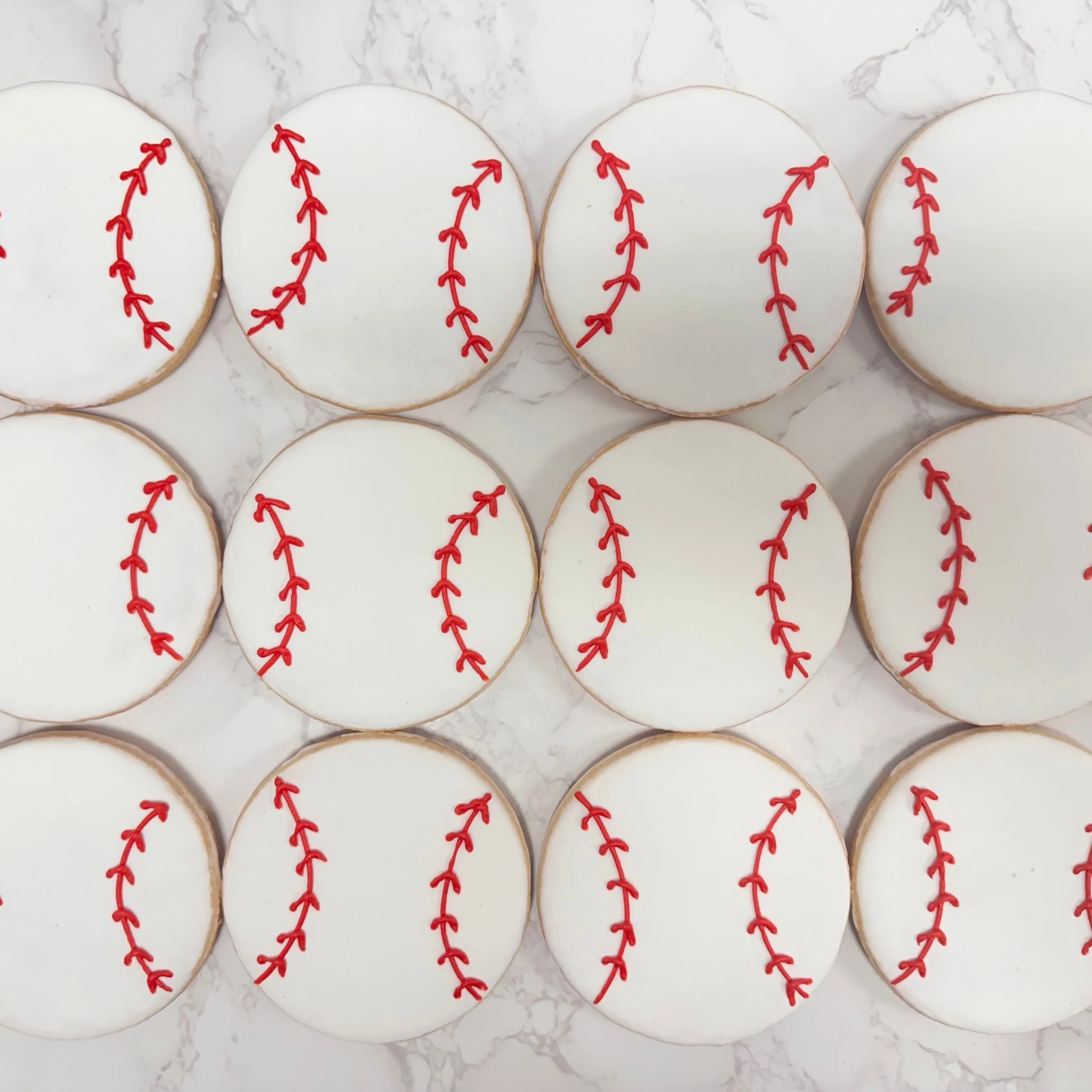 Royal Icing Baseball Cookies