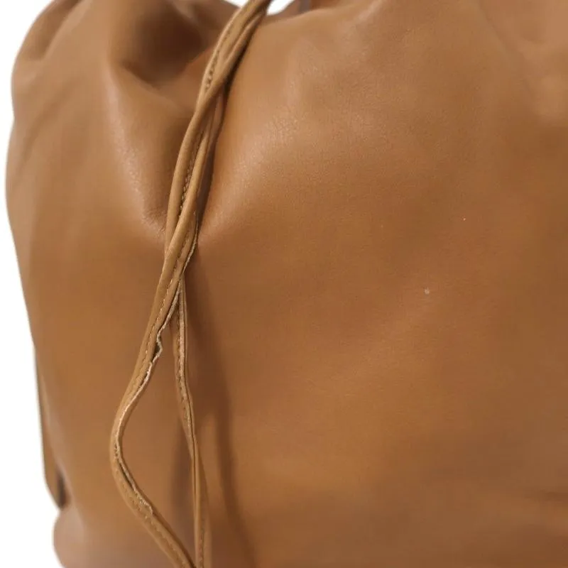 Salvatore Ferragamo Bucket Bag Brown Leather Large Drawstring Crossbody Bag