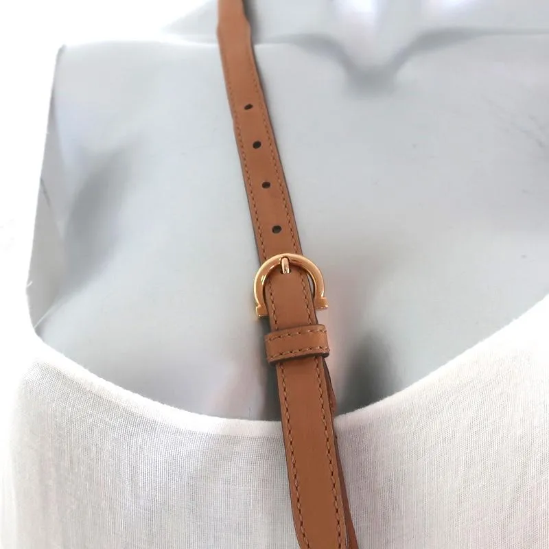 Salvatore Ferragamo Bucket Bag Brown Leather Large Drawstring Crossbody Bag