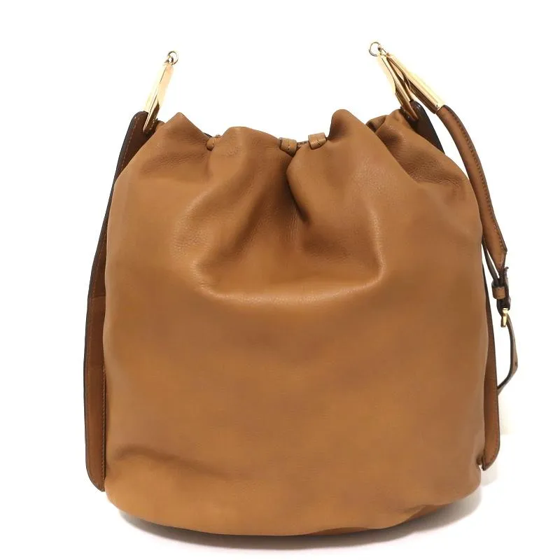 Salvatore Ferragamo Bucket Bag Brown Leather Large Drawstring Crossbody Bag