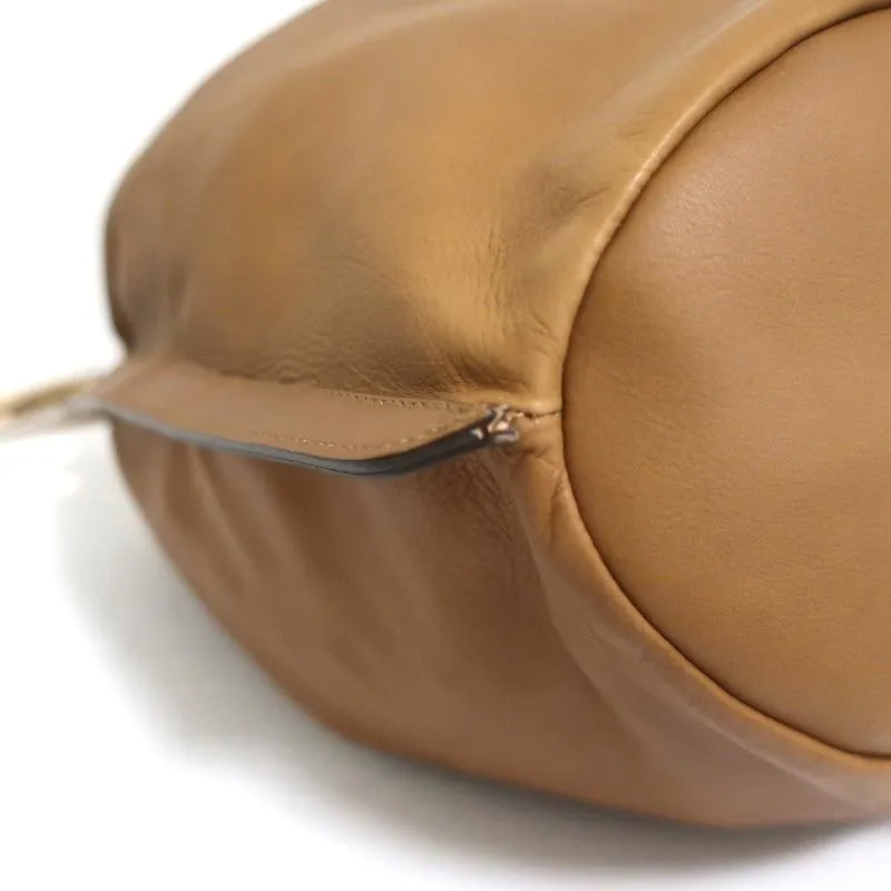 Salvatore Ferragamo Bucket Bag Brown Leather Large Drawstring Crossbody Bag
