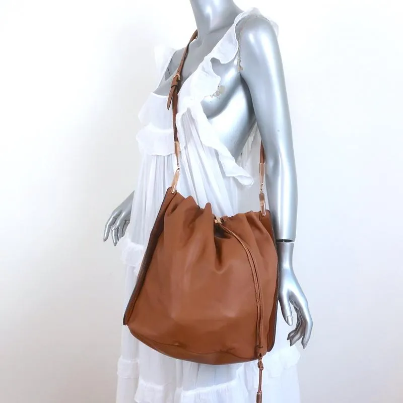 Salvatore Ferragamo Bucket Bag Brown Leather Large Drawstring Crossbody Bag