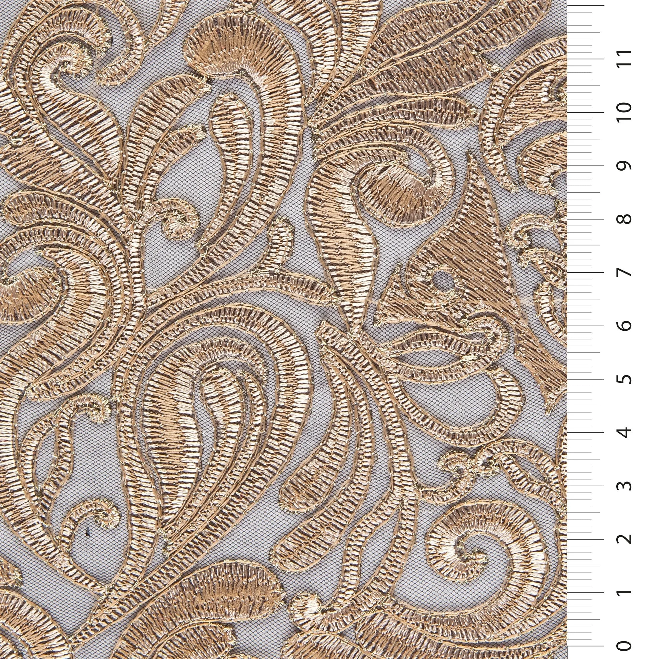Scalloped Ornamental Thread Embroidered Fabric