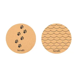Scruffs 25cm Set of 2 Cork Pet Placemats - Wave & Paw