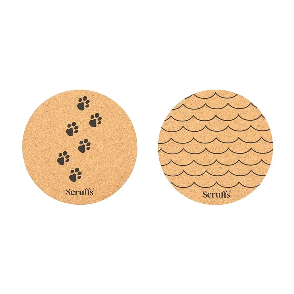 Scruffs 25cm Set of 2 Cork Pet Placemats - Wave & Paw