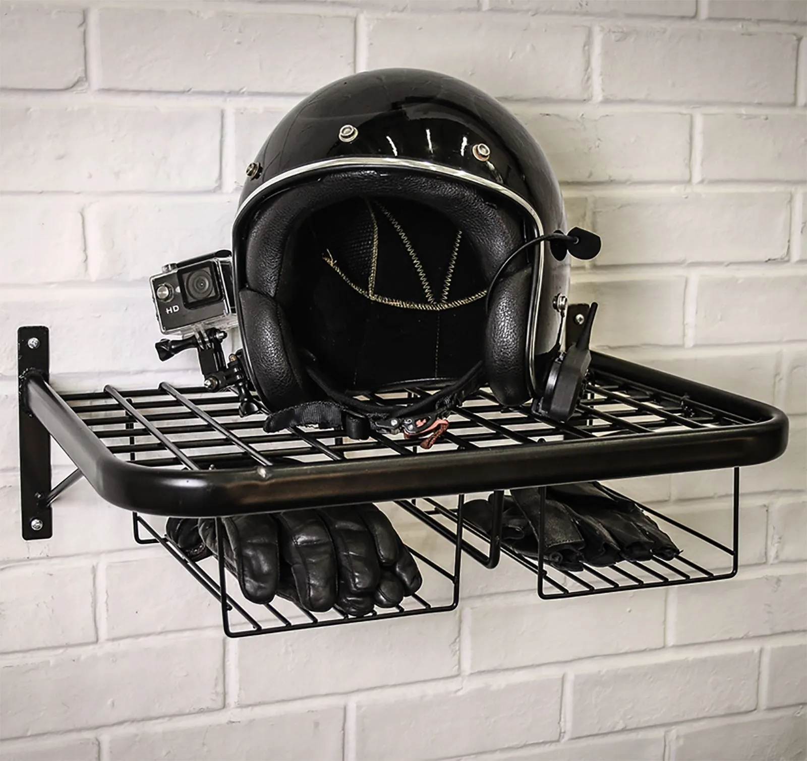 Sealey Motorcycle Helmet, Clothing and Gear Tidy Wall Mounted Shelf Rack 490mm x 350mm