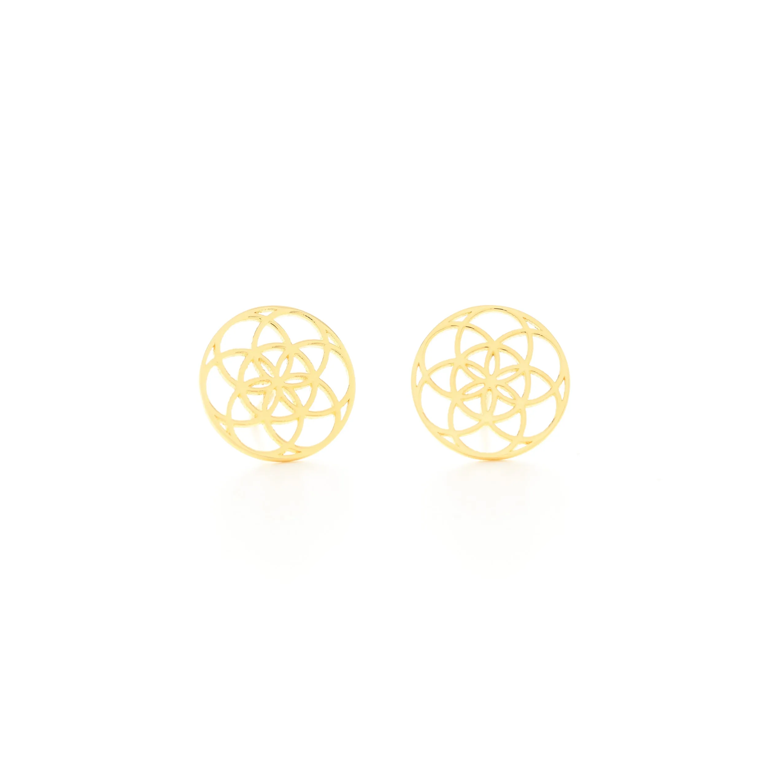 Seed of Life Stud Earrings, 18k Gold