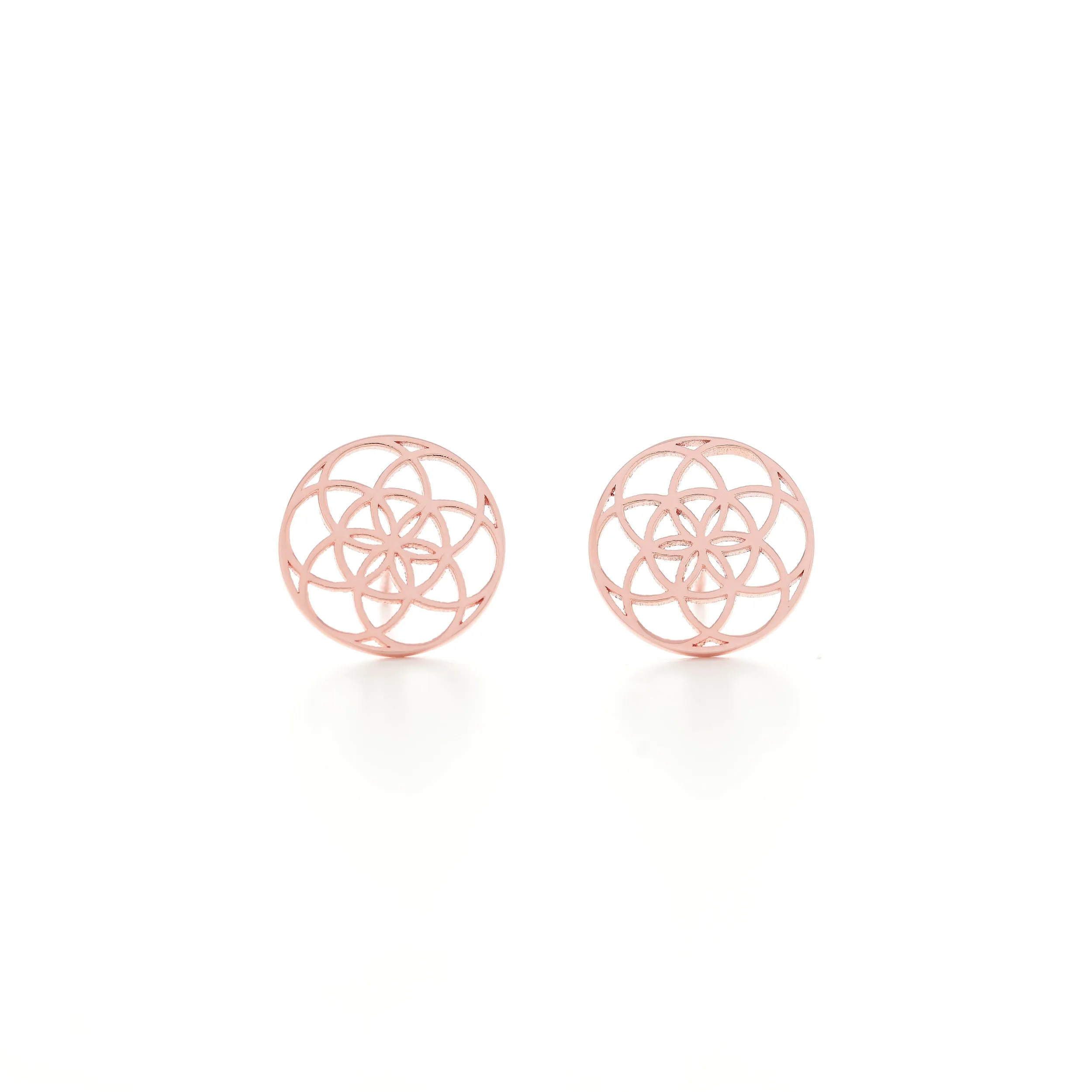 Seed of Life Stud Earrings, 18k Gold