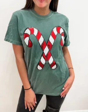 Sequin Candy Cane Tee