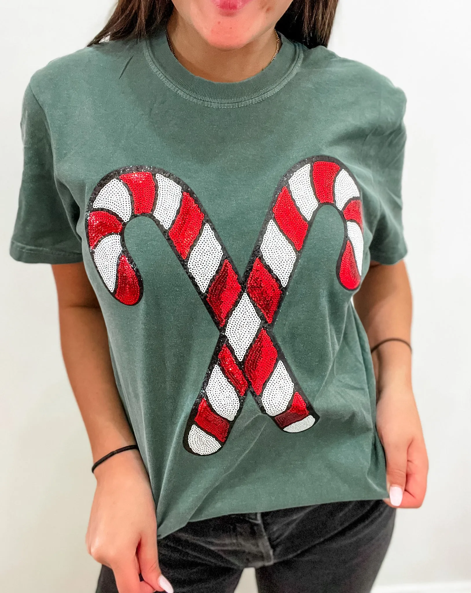 Sequin Candy Cane Tee