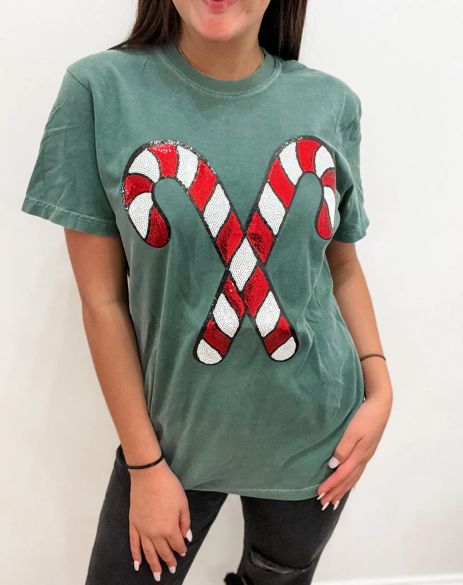 Sequin Candy Cane Tee