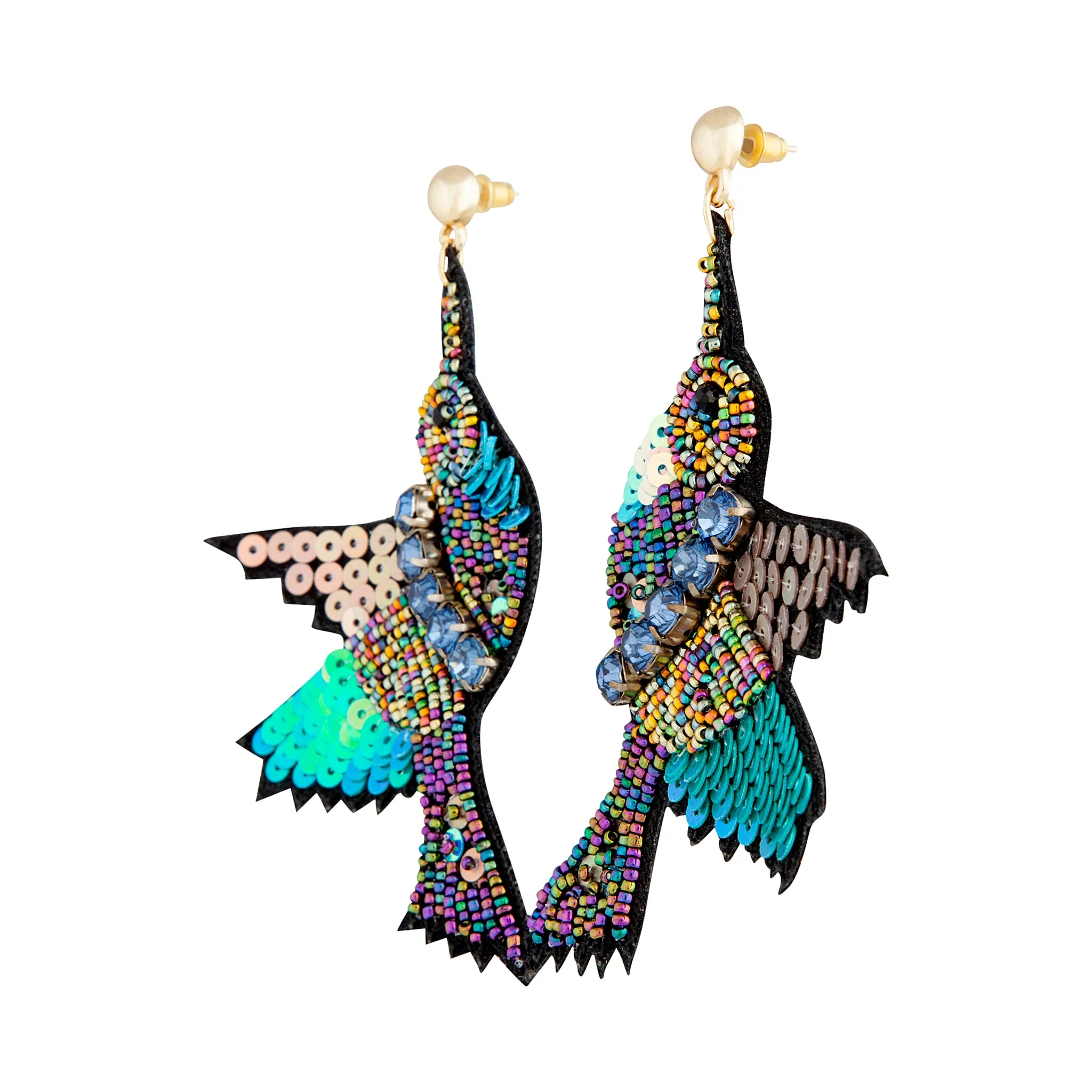 Sequin Hummingbird Statement Earrings