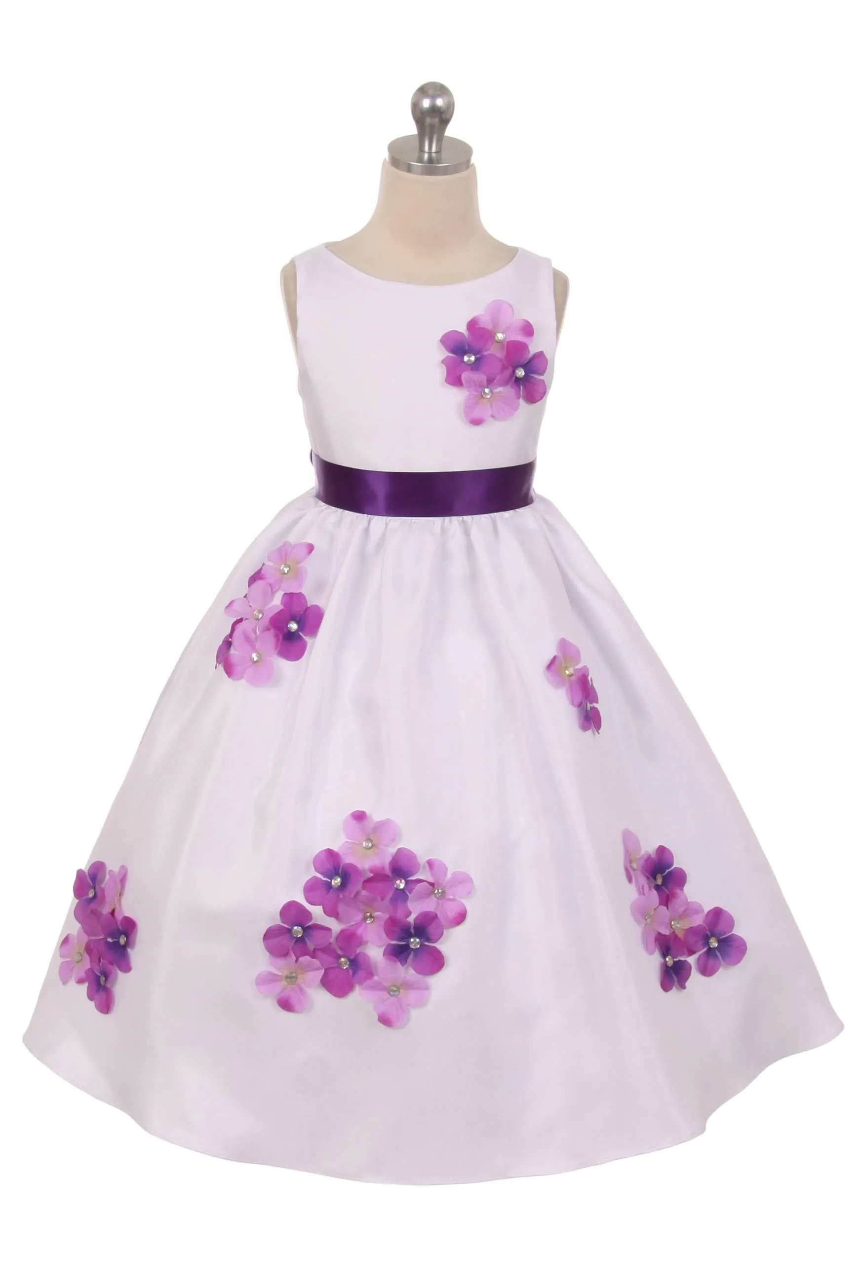 Shantung Dress Decorated with Flower - Ivory