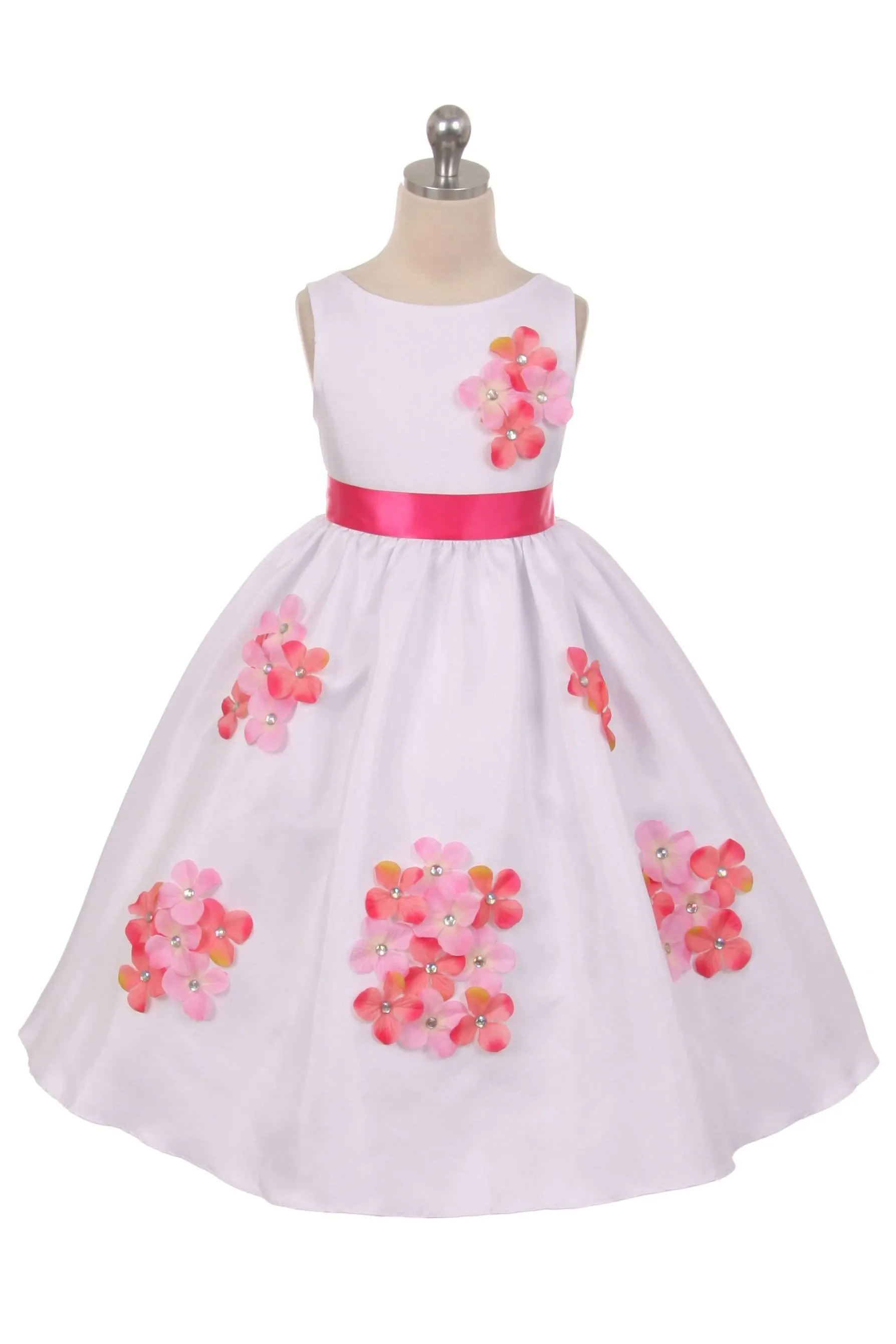 Shantung Dress Decorated with Flower - Ivory