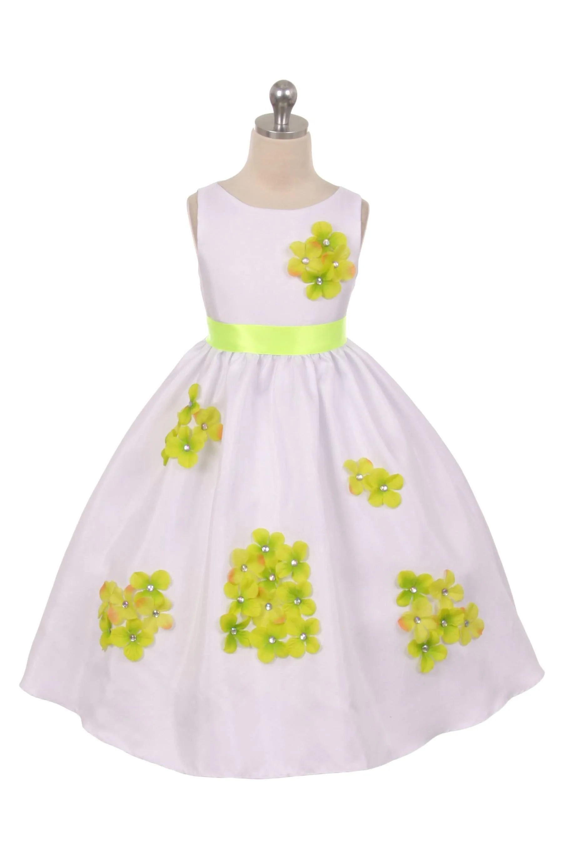 Shantung Dress Decorated with Flower - Ivory