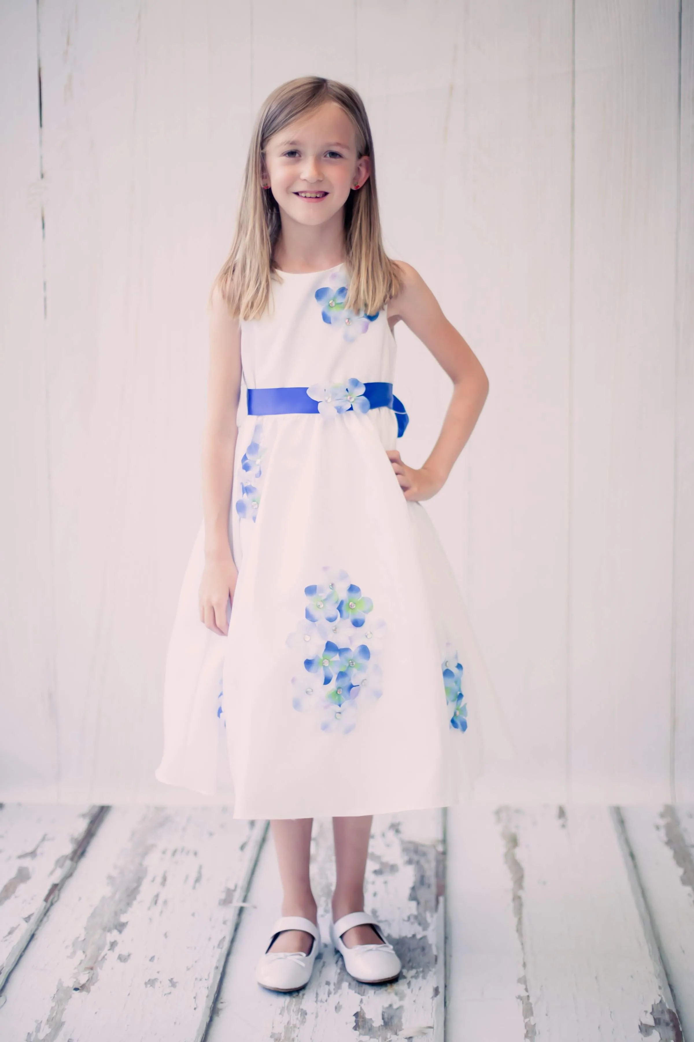 Shantung Dress Decorated with Flower - Ivory