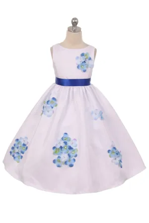 Shantung Dress Decorated with Flower - Ivory