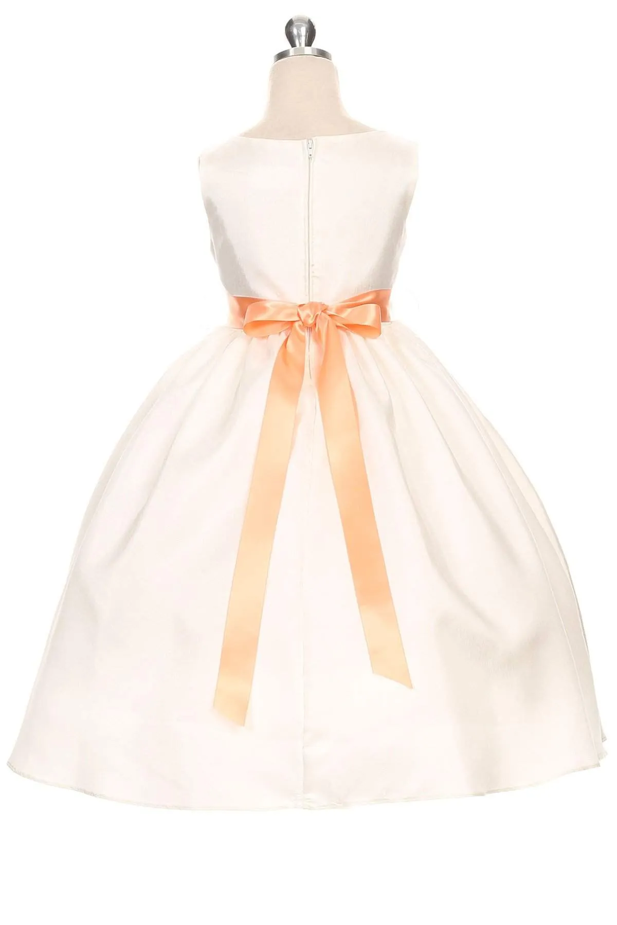 Shantung Dress Decorated with Flower - Ivory