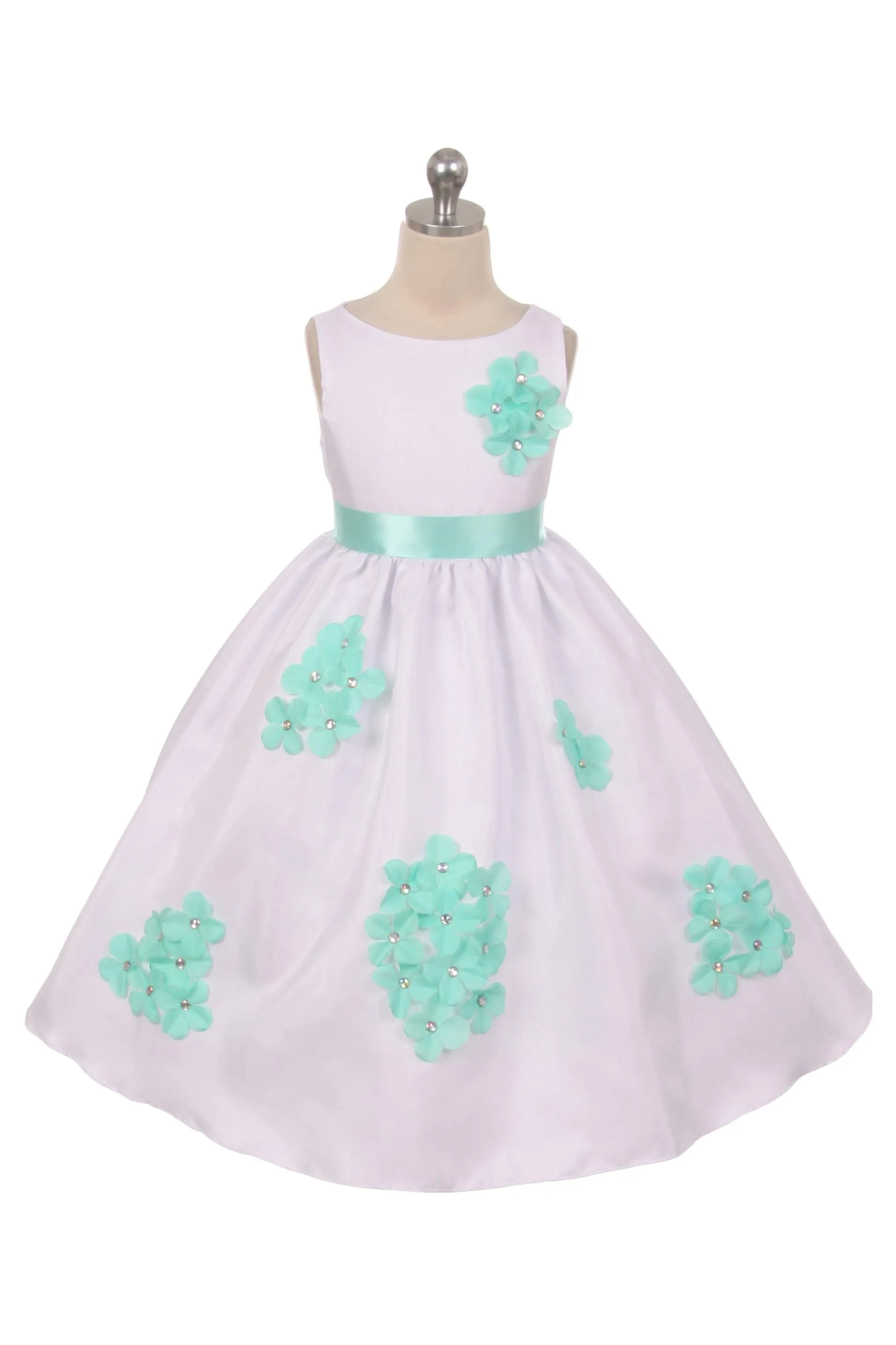 Shantung Dress Decorated with Flower - Ivory