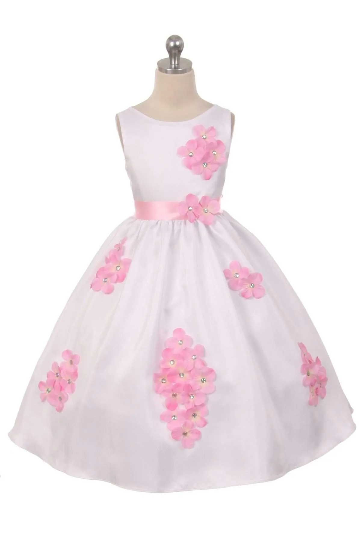 Shantung Dress Decorated with Flower - Ivory
