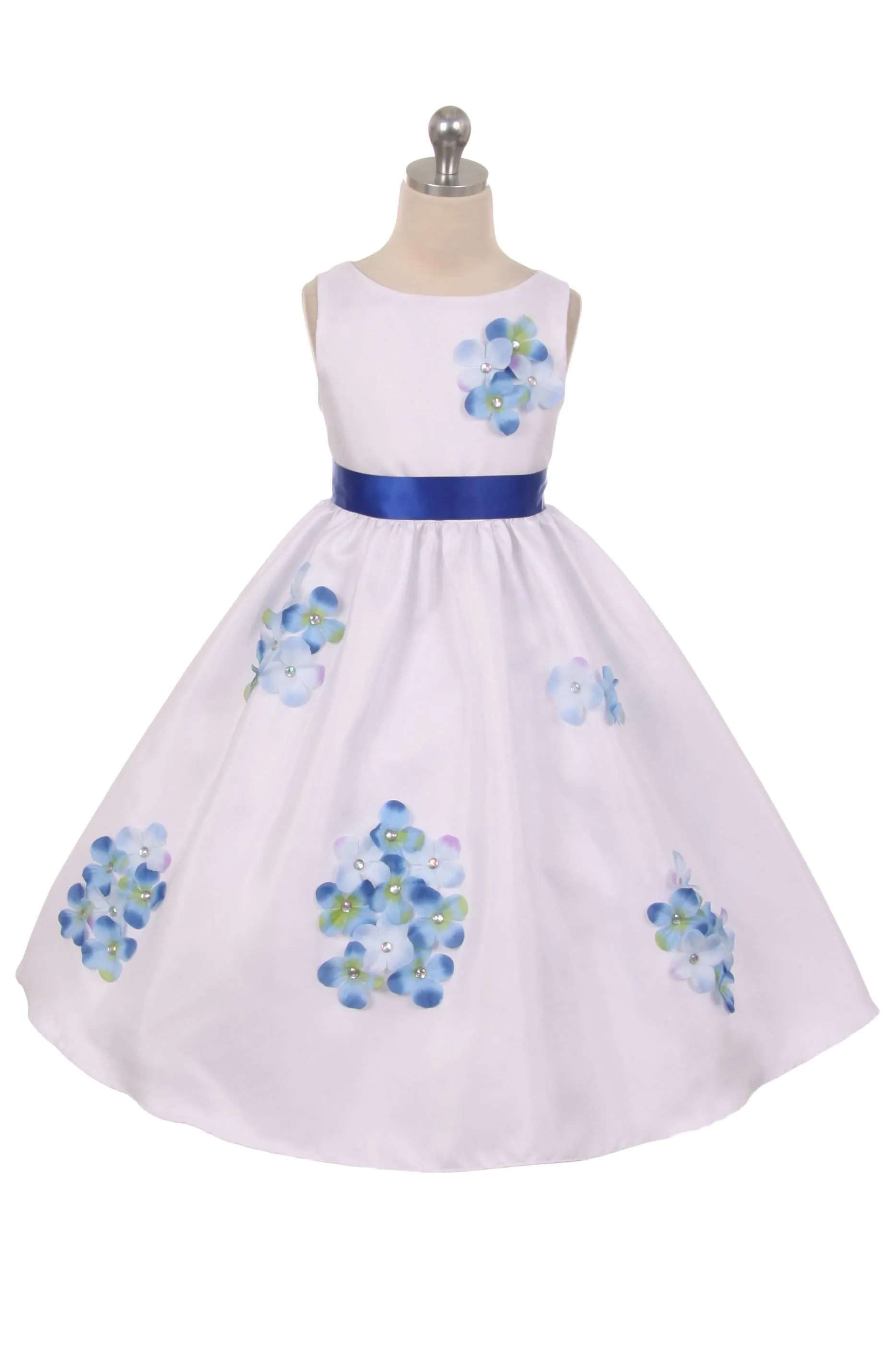 Shantung Dress Decorated with Flower - Ivory