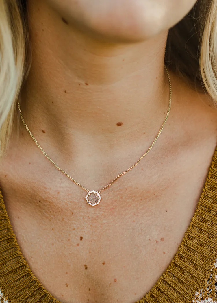Signature Mini Necklace in Champagne Druzy