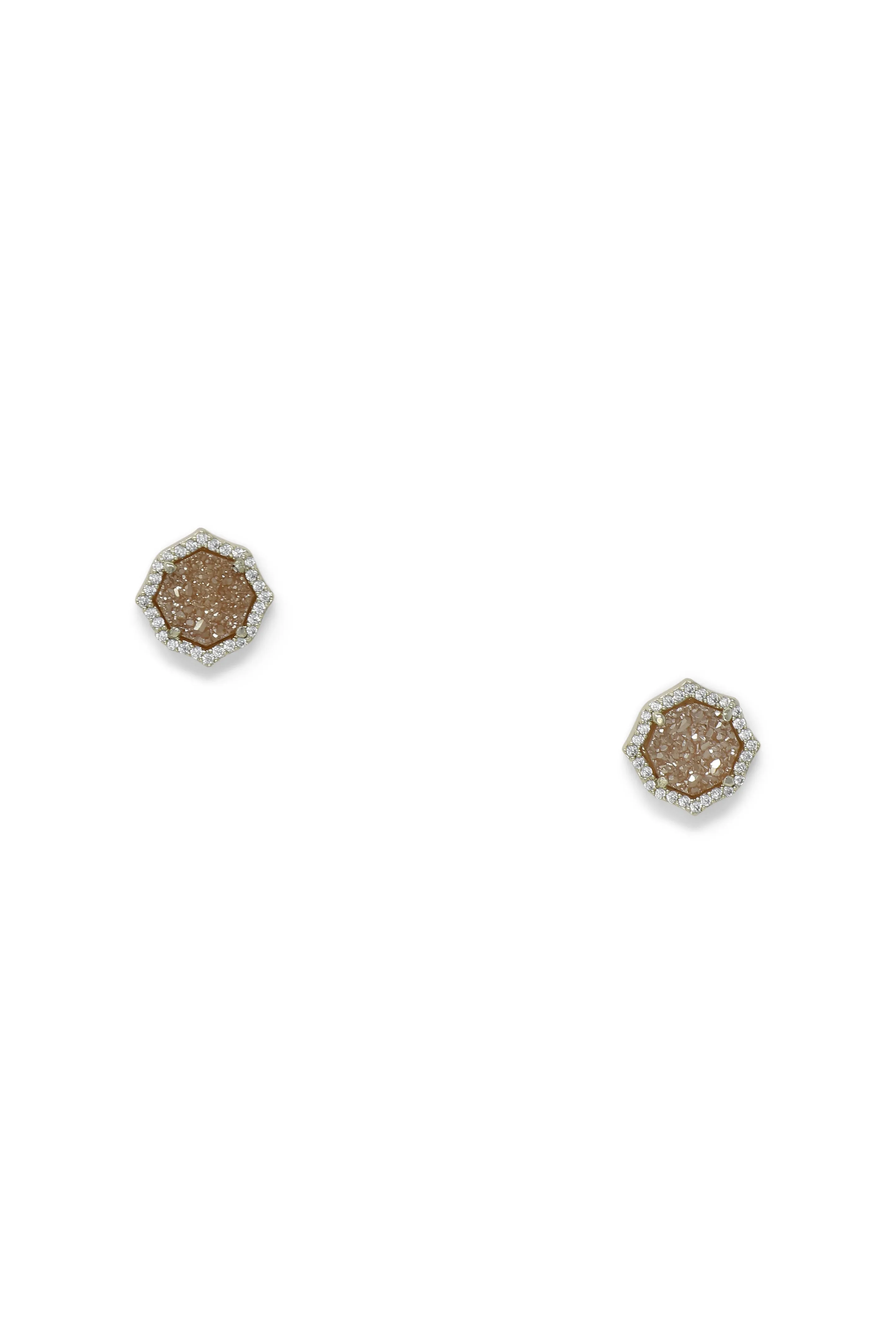 Signature Mini Stud Earrings in Champagne Druzy
