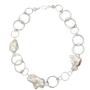 Silver Baroque Pearl Necklace and Earring