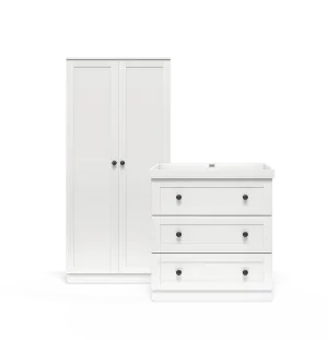 Silver Cross Bromley Dresser and Wardrobe - White