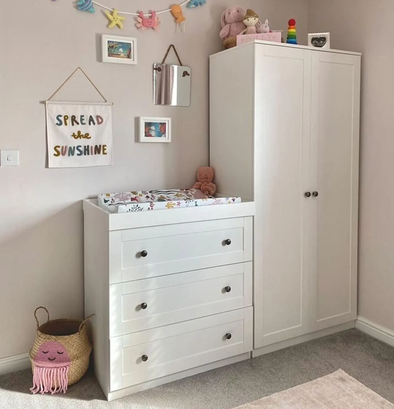Silver Cross Bromley Dresser and Wardrobe - White