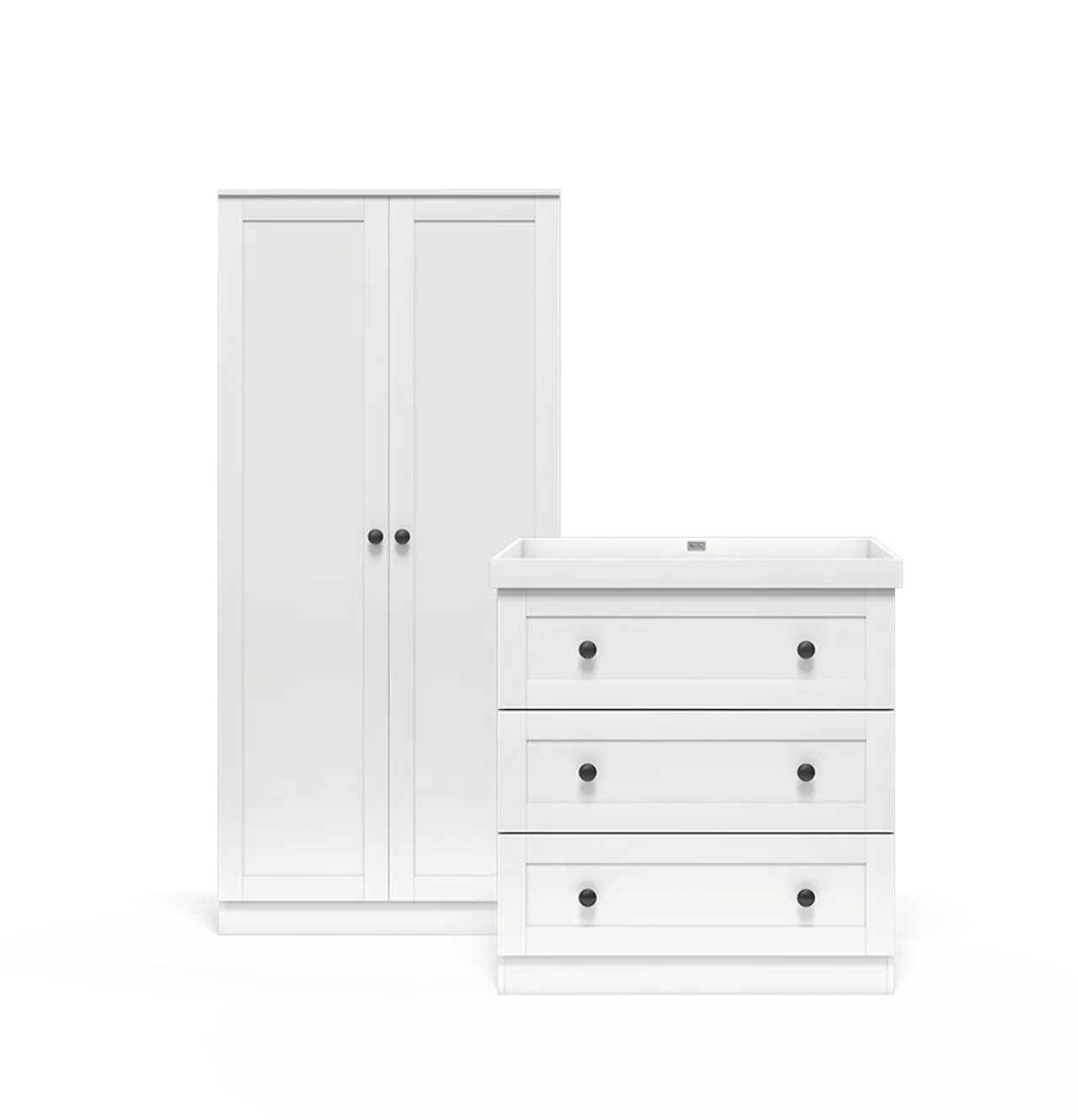Silver Cross Bromley Dresser and Wardrobe - White