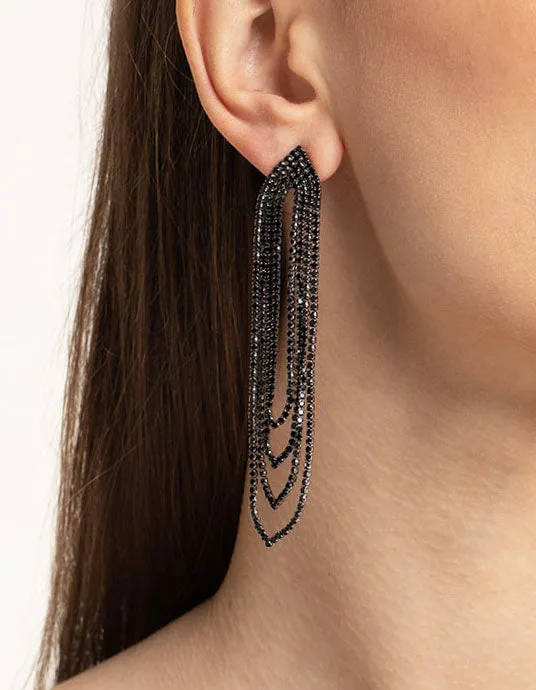 Silver Oval Cupchain Drop Earrings