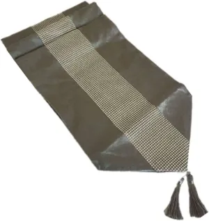 Silver Table Runner with Diamante Strip and Tassels
