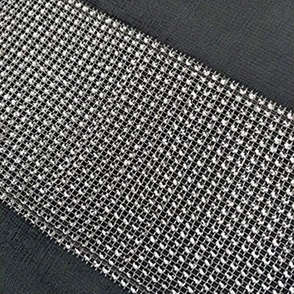 Silver Table Runner with Diamante Strip and Tassels