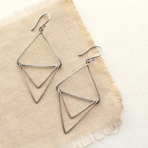 Silver Triple Triangle Hoop Earrings