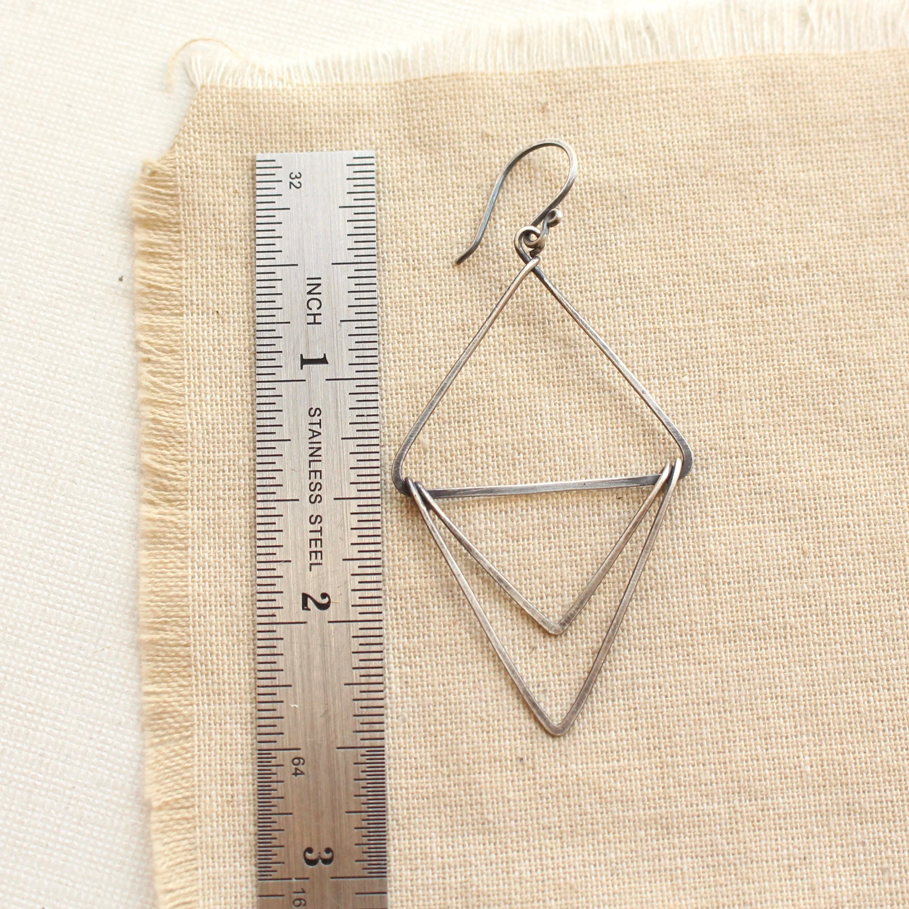 Silver Triple Triangle Hoop Earrings