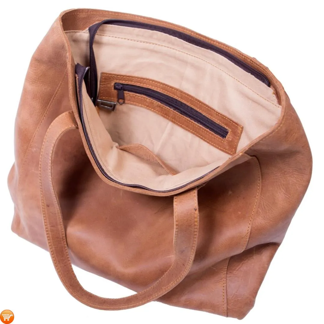 Simple Brown Leather Tote