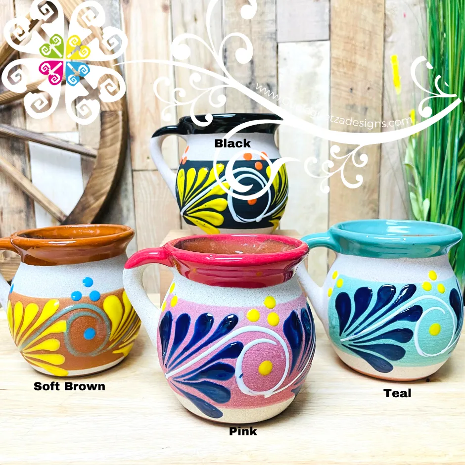 Single Decorated Clay Mugs -  Single Taza Barro