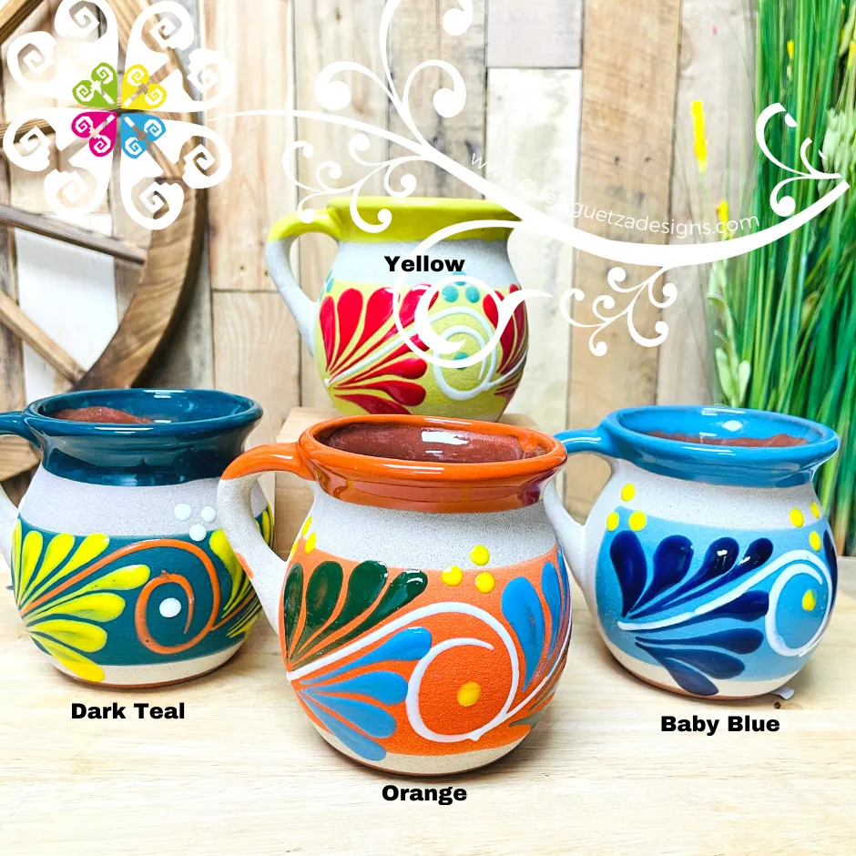Single Decorated Clay Mugs -  Single Taza Barro