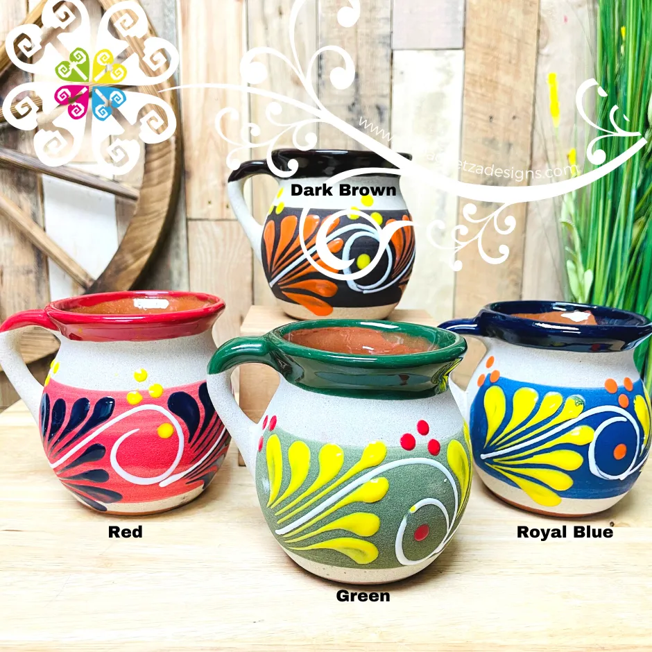 Single Decorated Clay Mugs -  Single Taza Barro