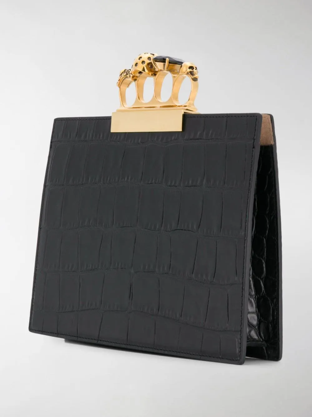 Small Four Ring Flat Pouch in Black
