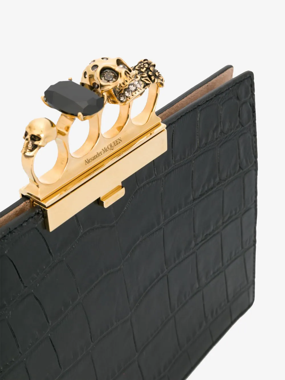 Small Four Ring Flat Pouch in Black