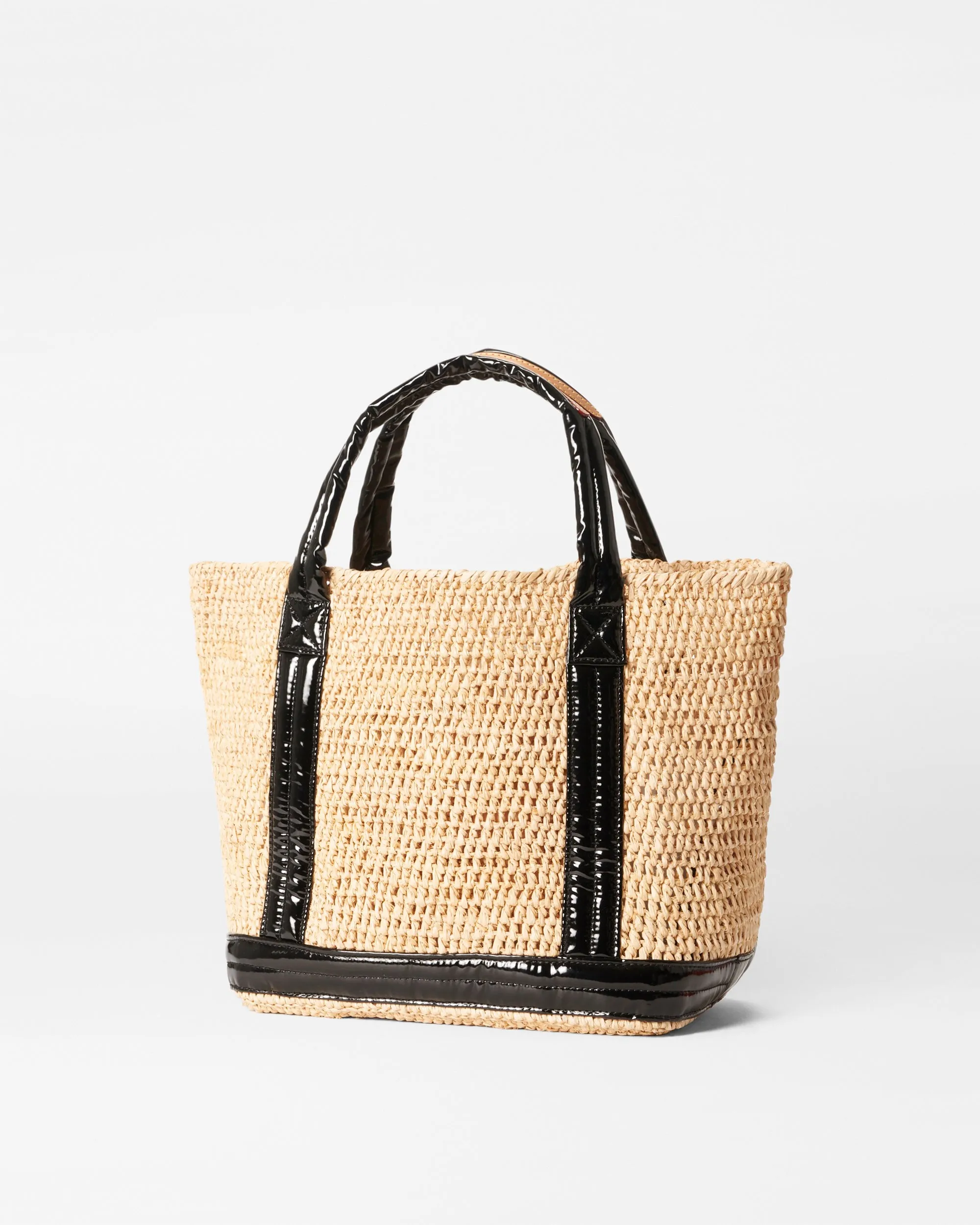 Small Raffia Tote | Black Lacquer