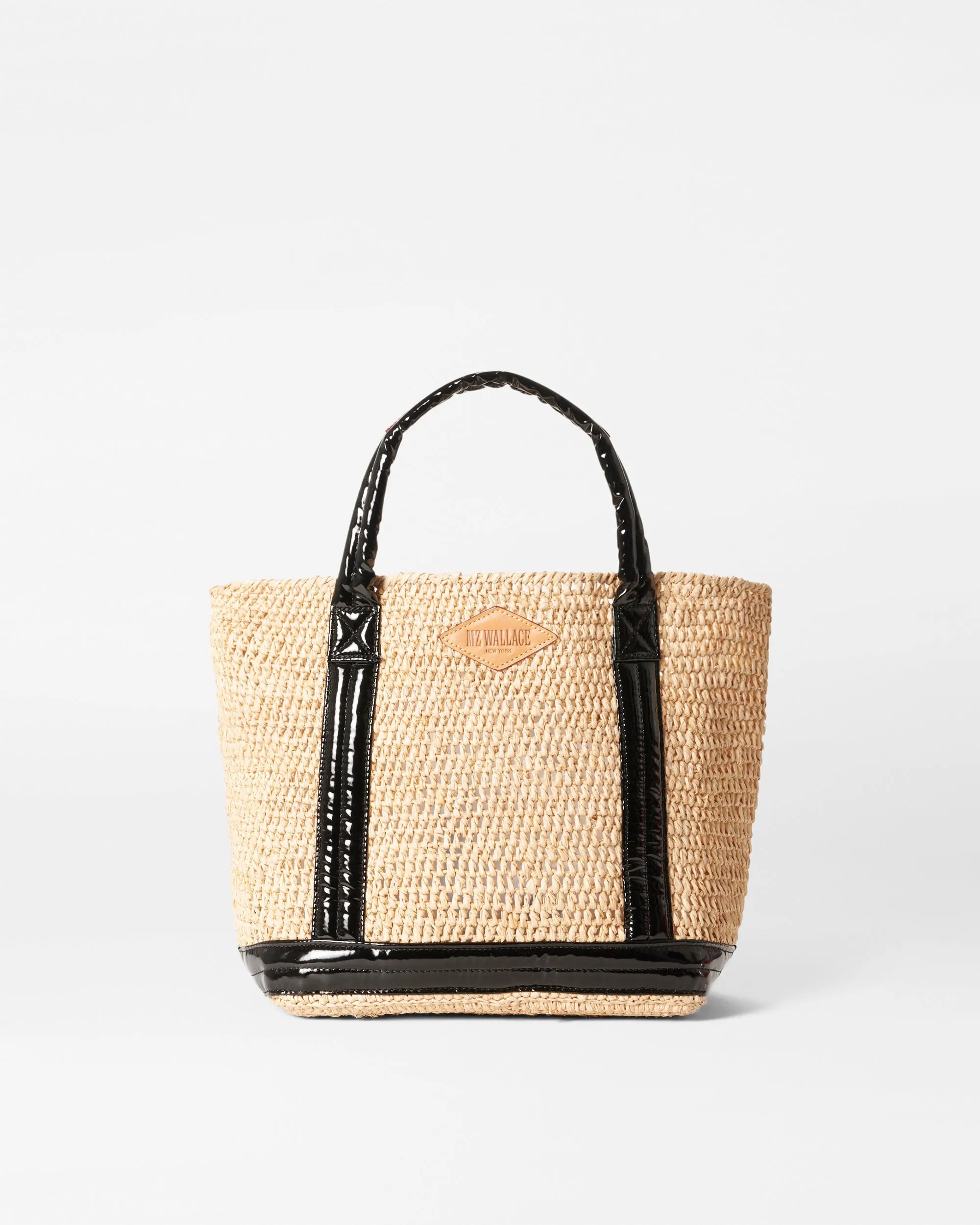 Small Raffia Tote | Black Lacquer