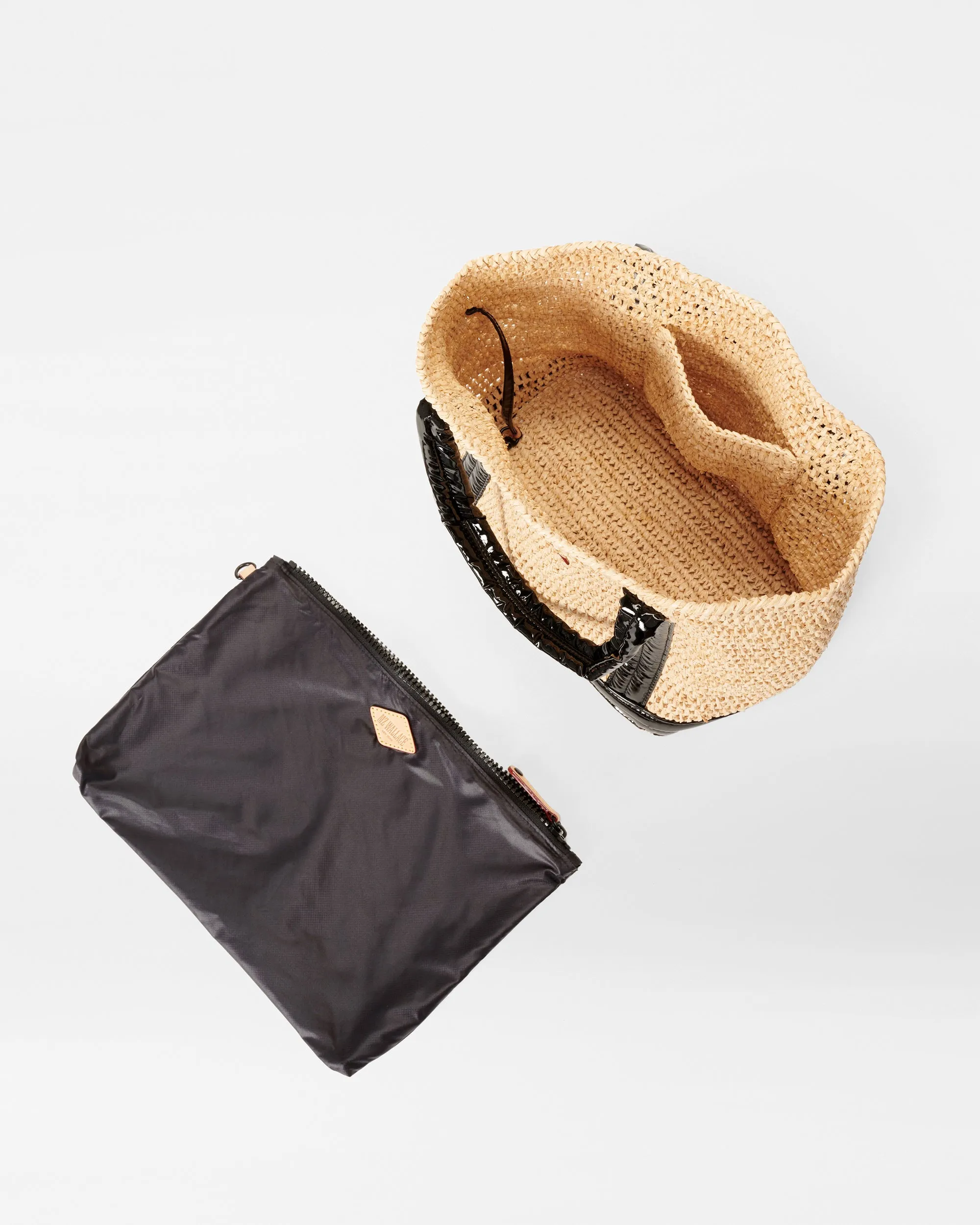 Small Raffia Tote | Black Lacquer