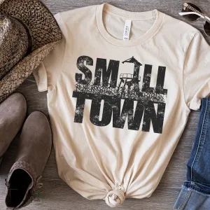 Small town graphic tee, black ink